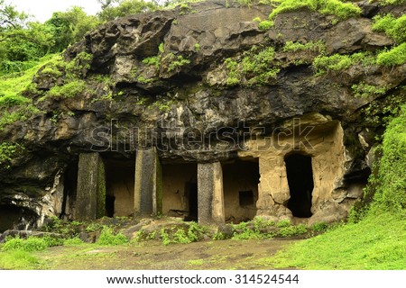 Unesco. Hindu Temple, Elephanta Island caves, near Mumbai, Bombay, Maharashtra state, India Royalty-Free Stock Photo #314524544