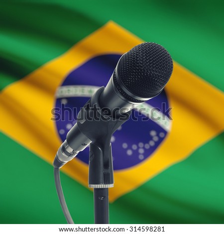 Microphone with national flag on background series - Brazil
