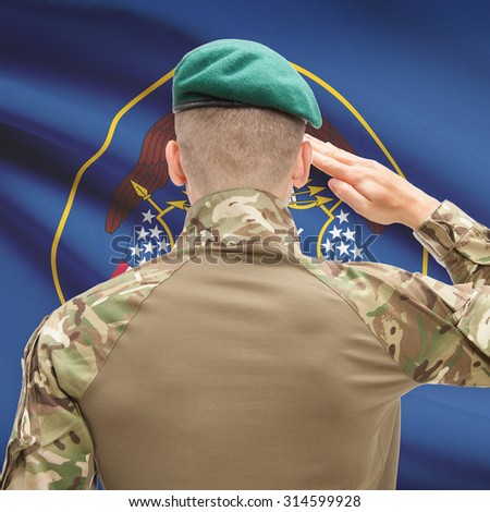 Soldier saluting to US state flag series - Utah