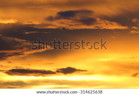 Natural background of the gold color sky and cloud, During the time sunrise and sunset
