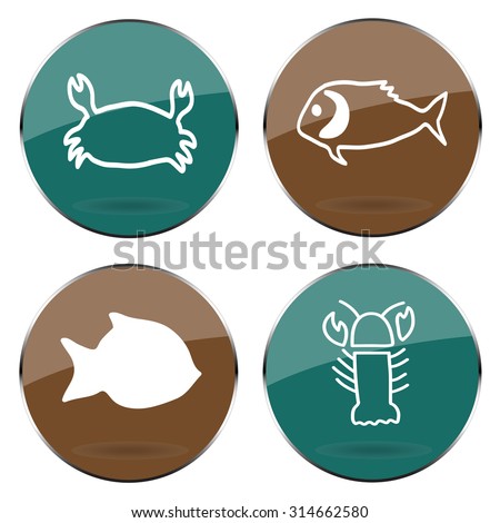 Vector sea animals button