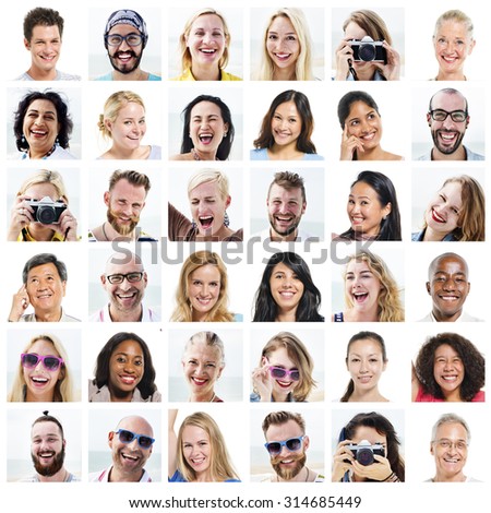 Collage Diverse Faces Expressions People Concept Royalty-Free Stock Photo #314685449