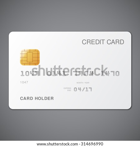 White credit card template on grey background Royalty-Free Stock Photo #314696990