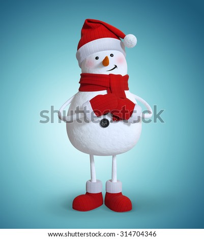 snowman making a wish, 3d character illustration, Christmas holiday clip art