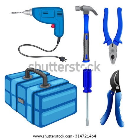 Construction tools and box illustration