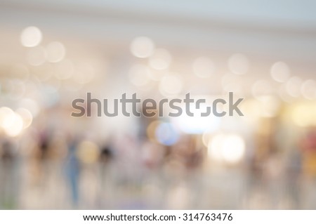 Blurred bokeh and people in shopping mall for background