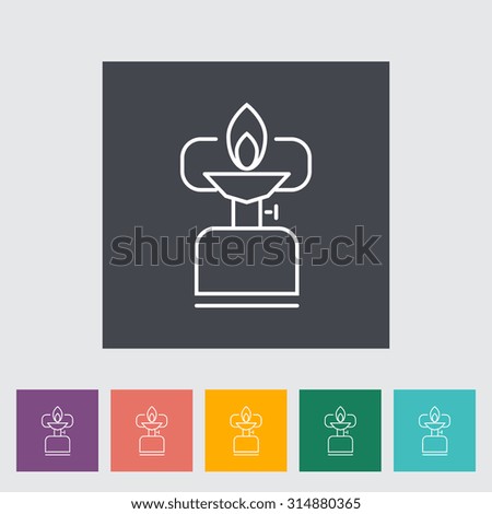 Camping stove. Outline icon on the button.  illustration.