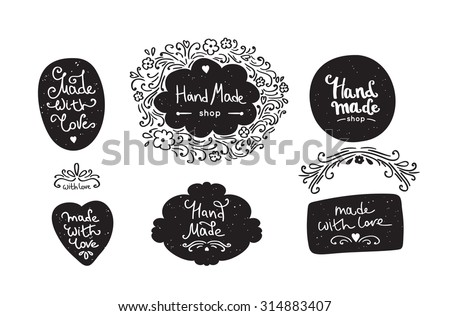 Set of vintage hand made logotypes and labels.  Royalty-Free Stock Photo #314883407