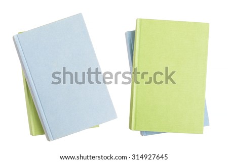 Two pile of isolated books with empty covers, clipping path Royalty-Free Stock Photo #314927645
