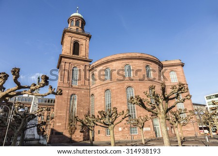 Paulskirche, famous Church in Frankfurtt, Germany under blue sky