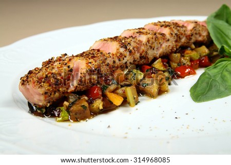Meat spices with vegetables