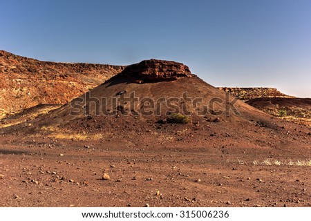 Landscape of the Burnt Mountain in Damaraland, Namibia.