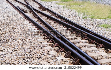 Railways system for diesel train platform,closeup shot.