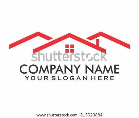 red roof house residential vector logo image icon