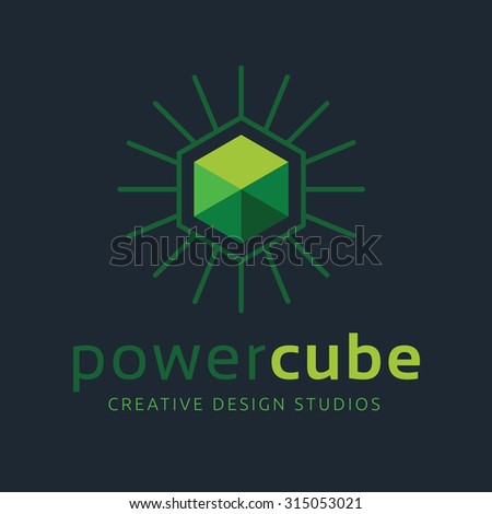 Power cube vector logo template.