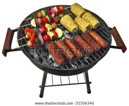 isolated summer patio barbecue isolated with clipping path