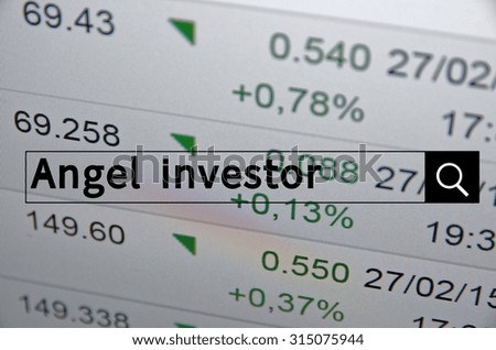 Angel investor written in search bar with the financial data visible in the background. Multiple exposure photo.