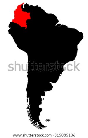 Map of South America, Colombia