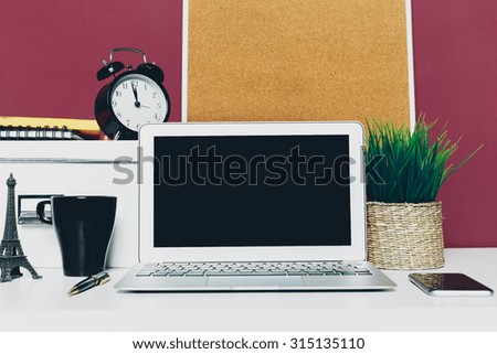 Working space, open laptop