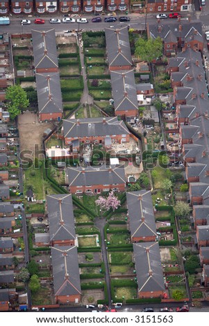 Aerial photo of urban housing in Nottingham