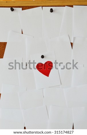 paper paint red heart on board