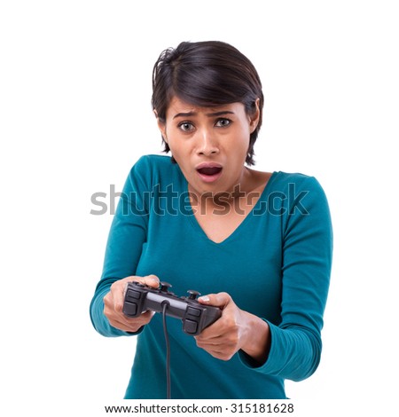 upset, frustrated female gamer losing the video game