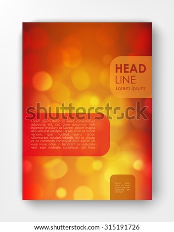 Flyer design templates. Brochure design templates with bright orange bokeh backgrounds.