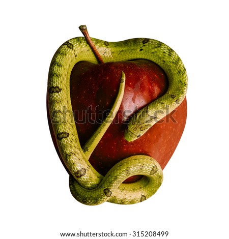 baby snake on apple
