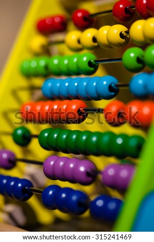 Color picture of a wooden abacus closeup