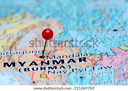Mandalay pinned on a map of Asia
