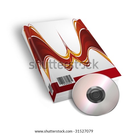 3d render Book  and  DVD on white background