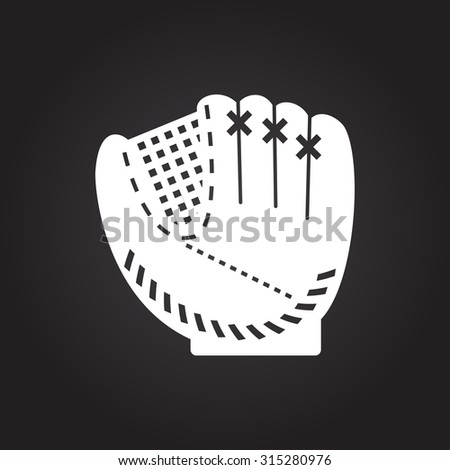 Vector flat white baseball glove icon on dark background 