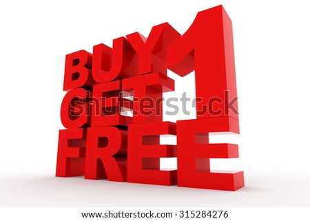 3D shiny Rendering of Red Buy one get one free word