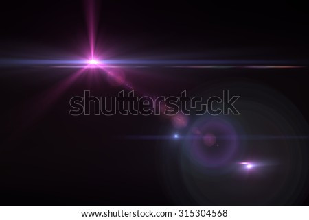 digital lens flare in black background horizontal frame warm