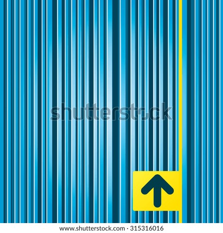 Lines blue background. Upload sign icon. Upload button. Load symbol. Yellow tag label. Vector
