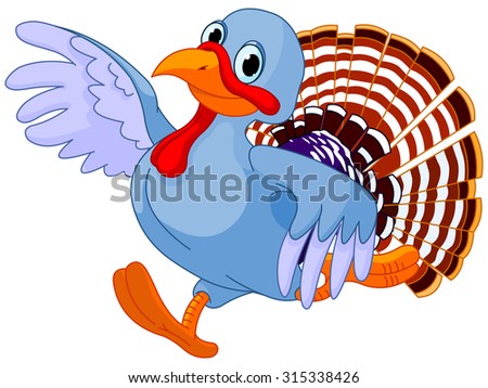 Illustration of cute turkey is running