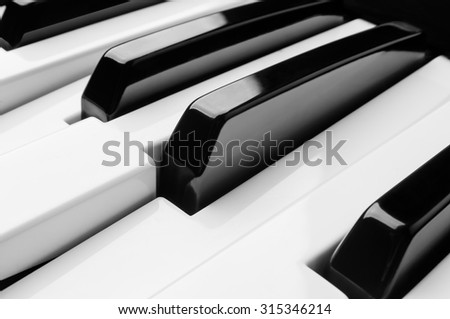 Piano keyboard with a key depressed - PianoForte