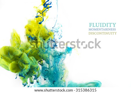 Colorful abstract composition with Liquids. Interesting shapes, patterns, rich textures, color mixing, fluidity, flowability. Space for text. Background texture. White background.  Royalty-Free Stock Photo #315386315