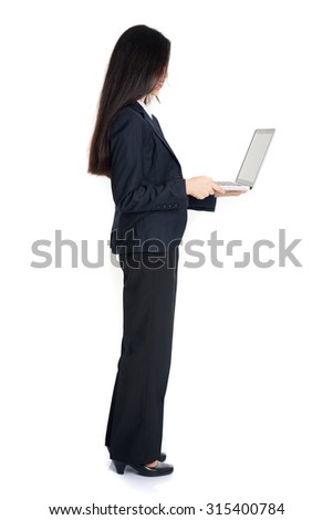 asian female business on laptop