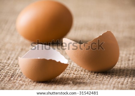 Cracked Brown Egg with selective focus