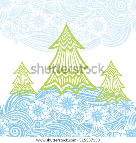Happy new year merry christmas card with christmas tree vector illustration