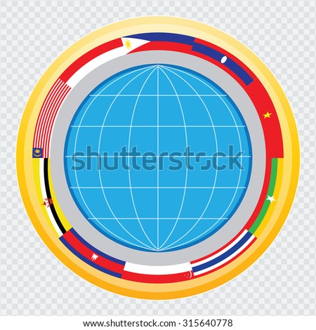 south east asia flag, or AEC or ASEAN  illustration. easy to modify