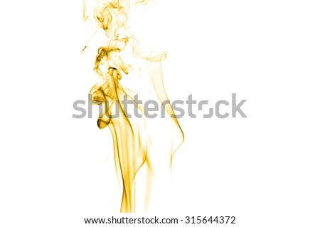 Abstract yellow smoke on white background, smoke background,yellow ink background,yellow smoke, gold smoke,movement of smoke