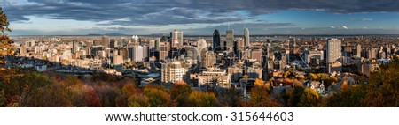 Montreal panorama as viewed from the Mount Royal on a late afternoon.