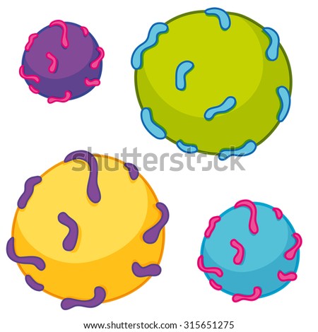 Round bacteria on white illustration