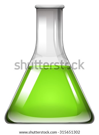 Green liquid in glass beaker  illustration