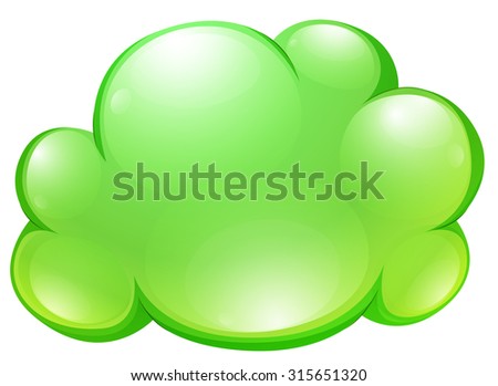 Green fluffy cloud on white illustration