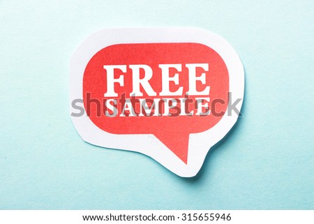 Free Sample speech bubble is isolated on the blue background.