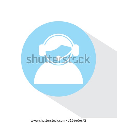 call center operator with headset.  web icon. vector illustration