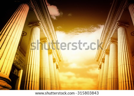 Picture of large greek freestone columns .